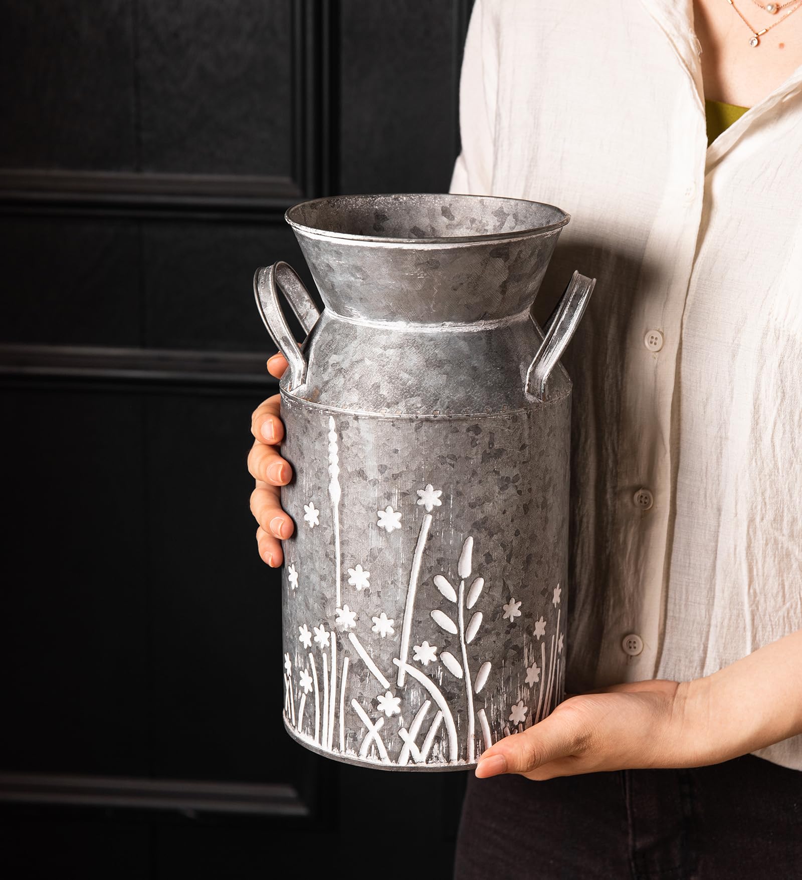 Amazon.com: Vintage Galvanized Metal Milk Can, Farmhouse Rustic
